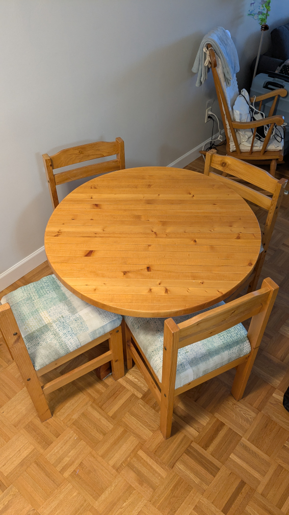 Round Wooden Dining Table with 5 Chairs