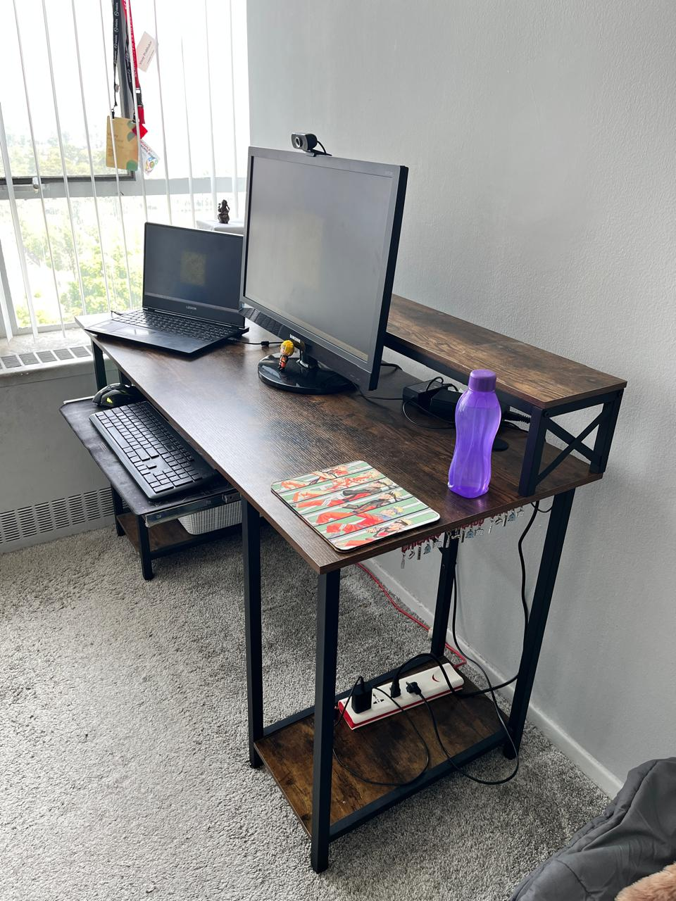 Computer Desk with Keyboard Rack & Shelves - photo 3