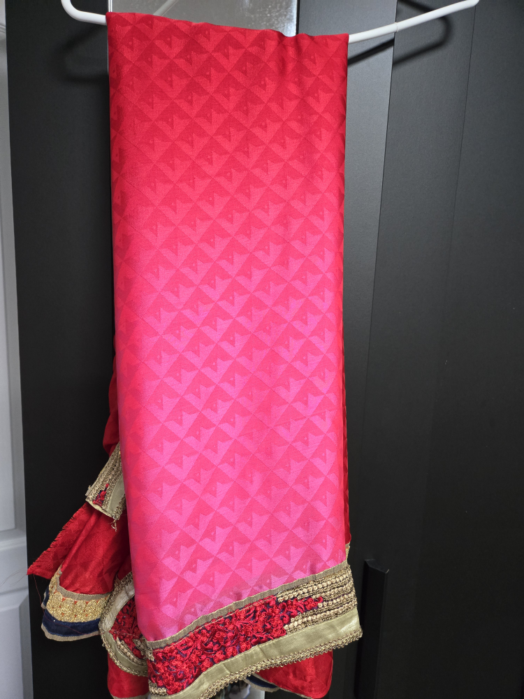 Red & Pink Saree with Gold Embroidery