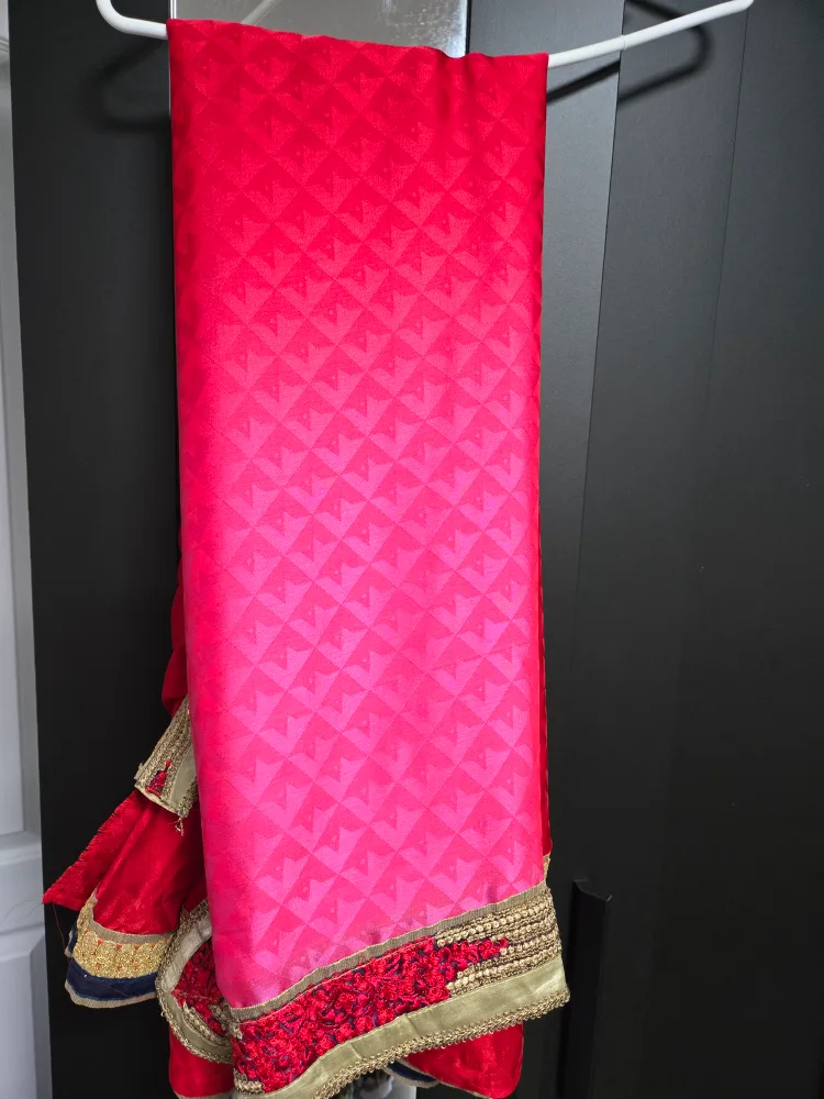 Red & Pink Saree with Gold Embroidery thumbnail
