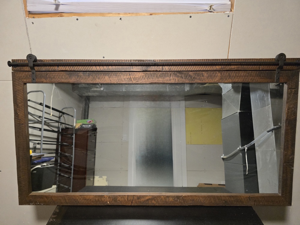 Rustic Barnwood Mirror with Sliding Track
