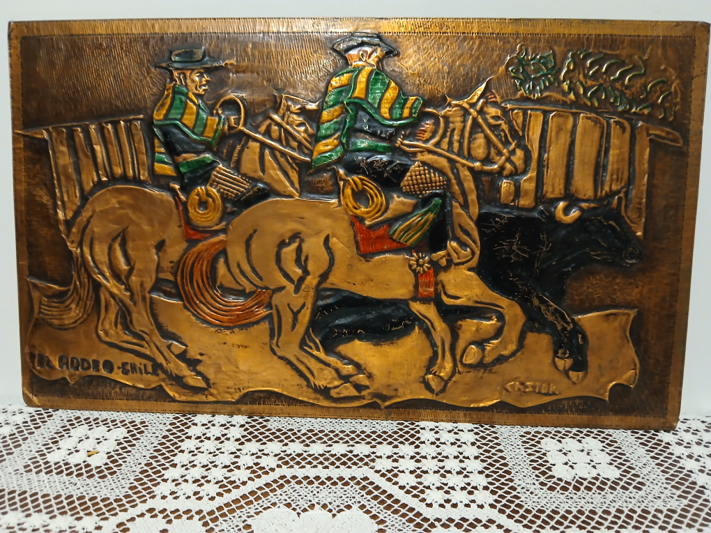 Vintage El Rodeo Chile Copper Wall Art