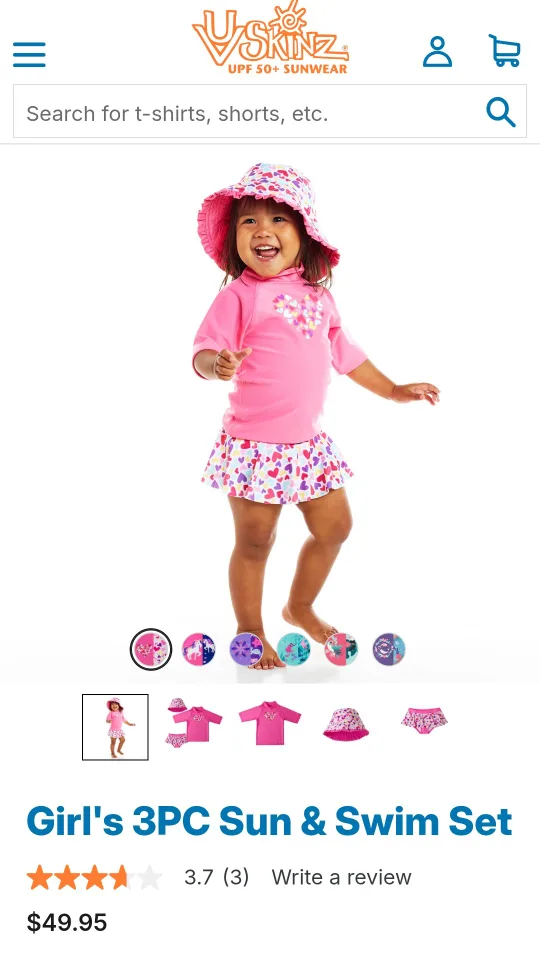 🧡 Brand New * UV Skinz Girl's 3PC Sun & Swim Set - Size 5 image indicator(5)