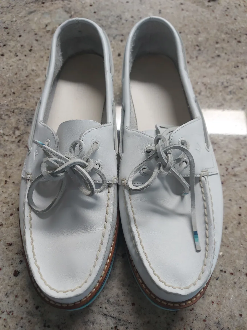 Sperry Top-Sider White Leather Boat Shoes thumbnail