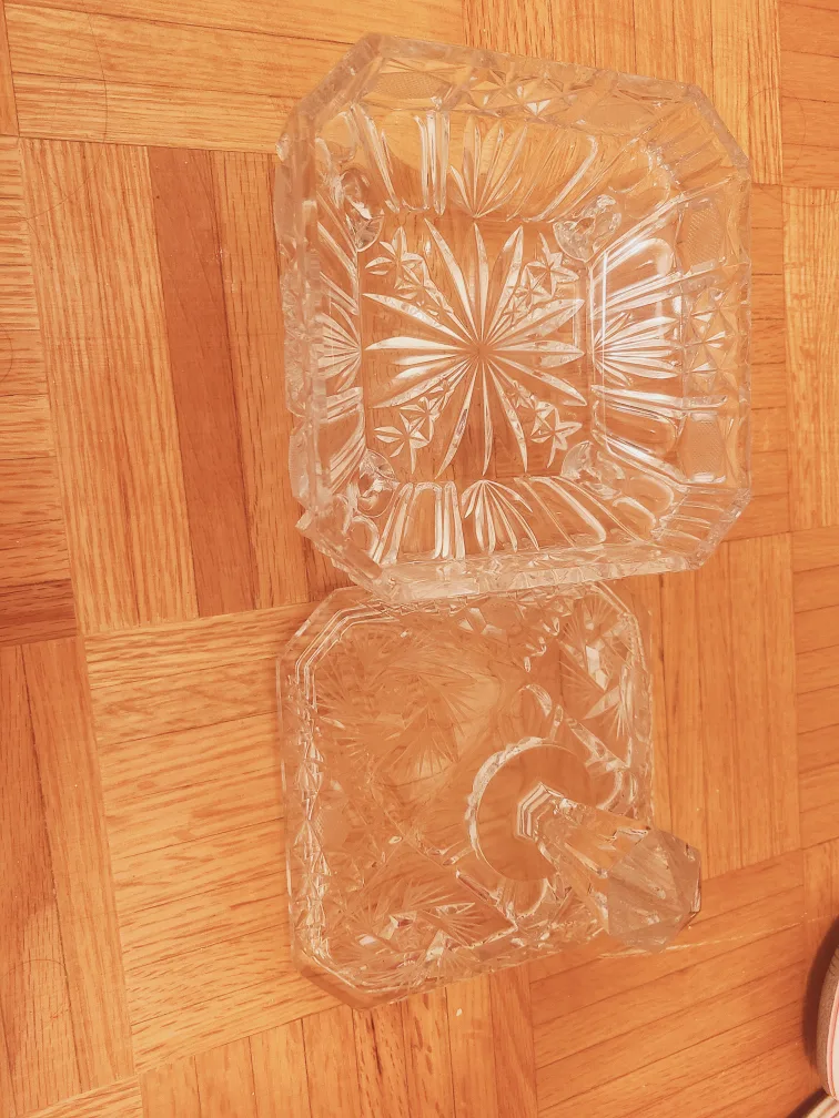 Footed Crystal Cut Candy Dish thumbnail