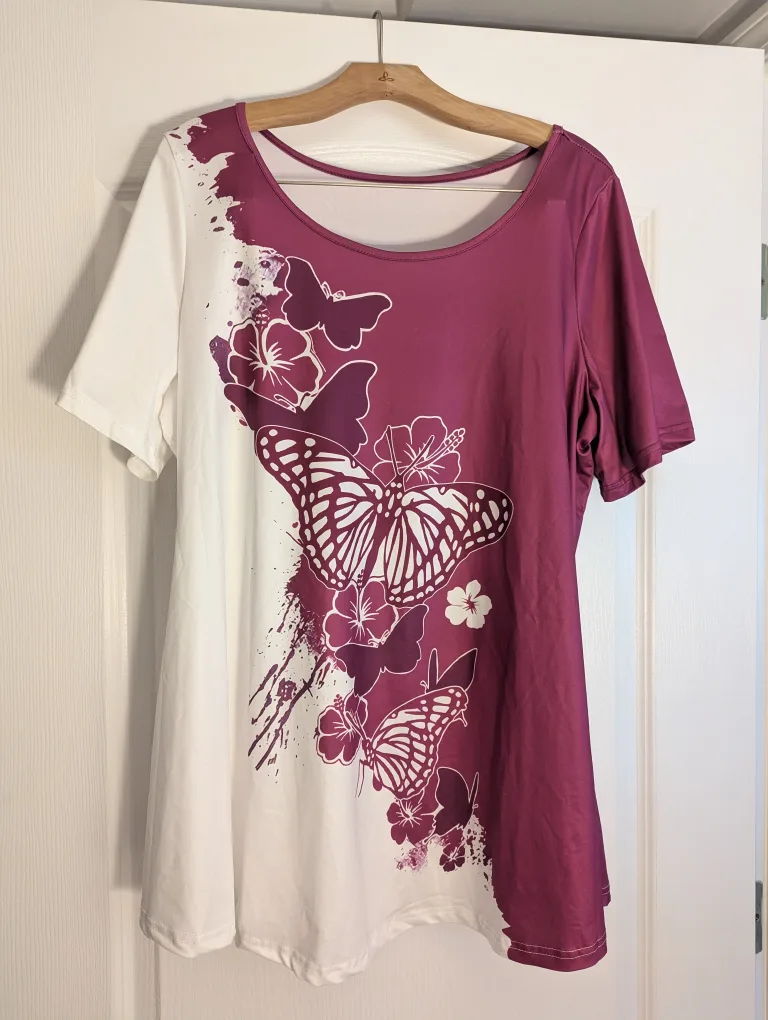 3X Butterfly Print Top & Pants Set