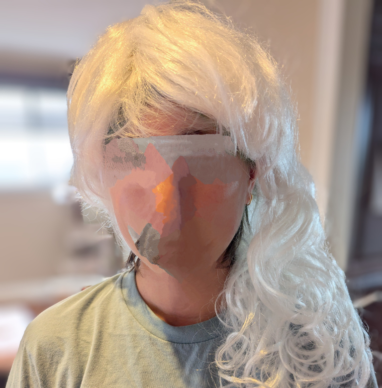 White curly synthetic wig