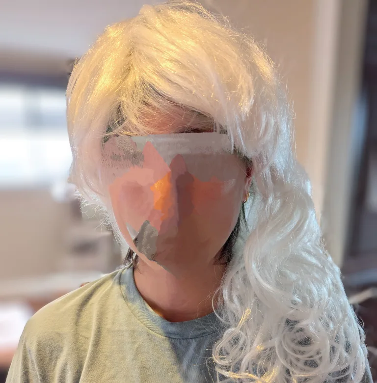 White curly synthetic wig