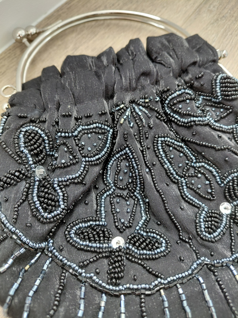 Vintage Black Beaded Evening Bag - photo 3