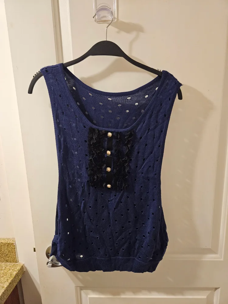 🧡Navy Blue Sleeveless Top With airholes thumbnail