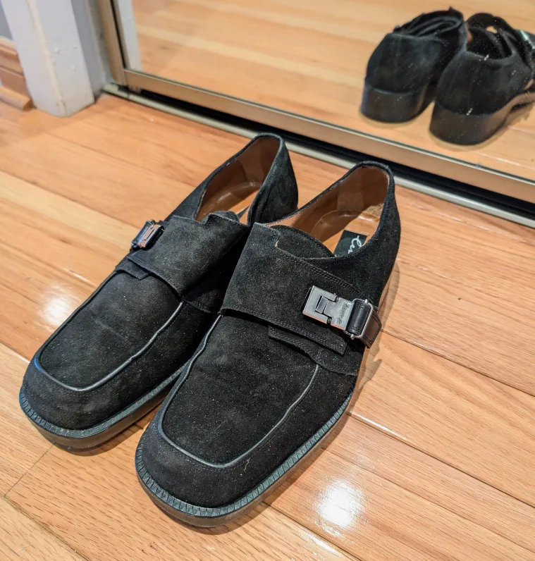 Cesare Paciotti Men's Black Suede Monk Strap Shoes - Size 7.5 image indicator(3)