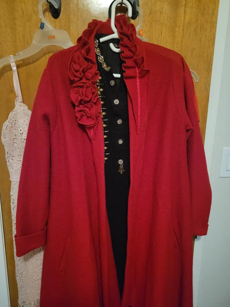 Riva long red coat 100% wool thumbnail