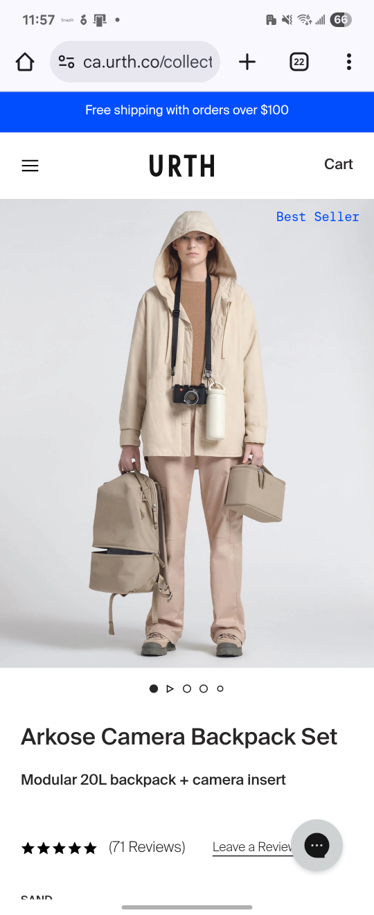 URTH Arkose Camera Backpack - Sand