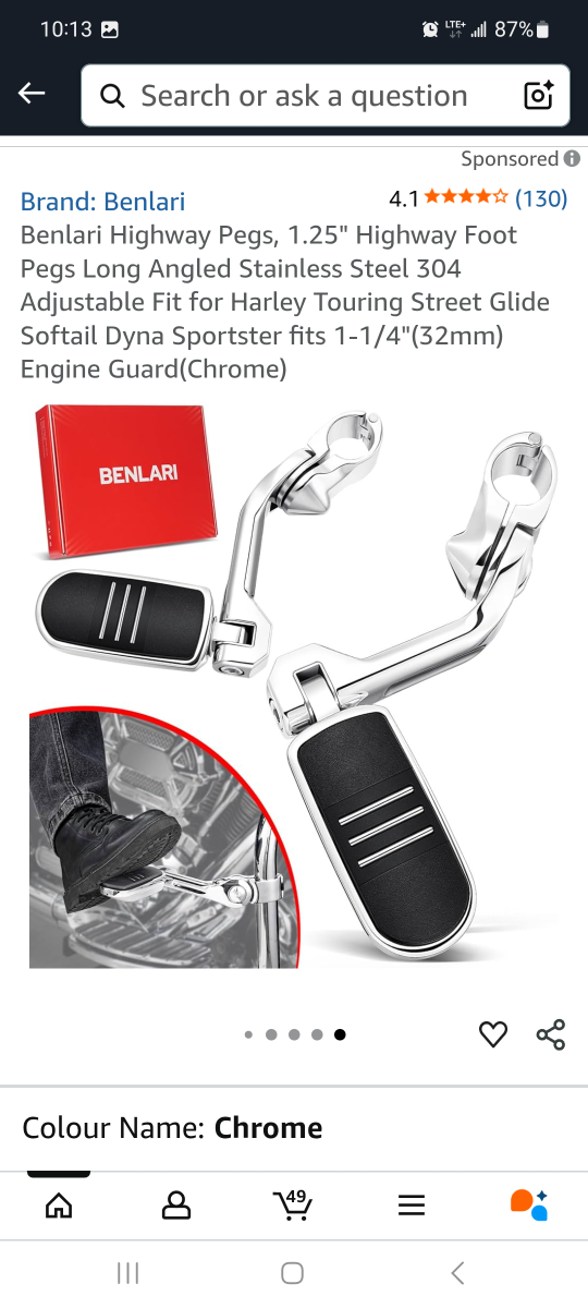 Benlari Highway Pegs - Chrome, Long Size brand new - photo 3