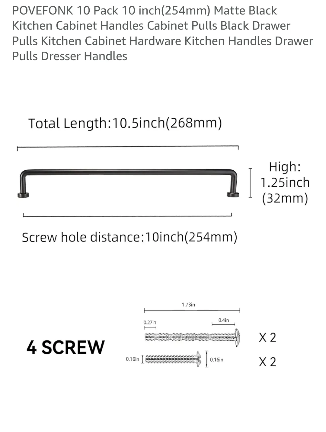 10 inches Matte Black Kitchen Cabinet Handles thumbnail