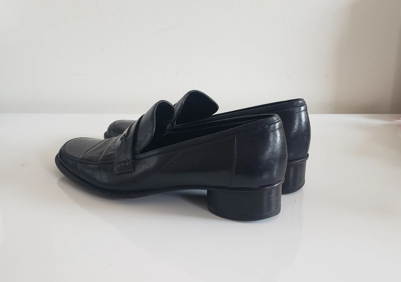 Fendi Loafers Navy Blue Leather - Vintage 90s Academia - photo 3