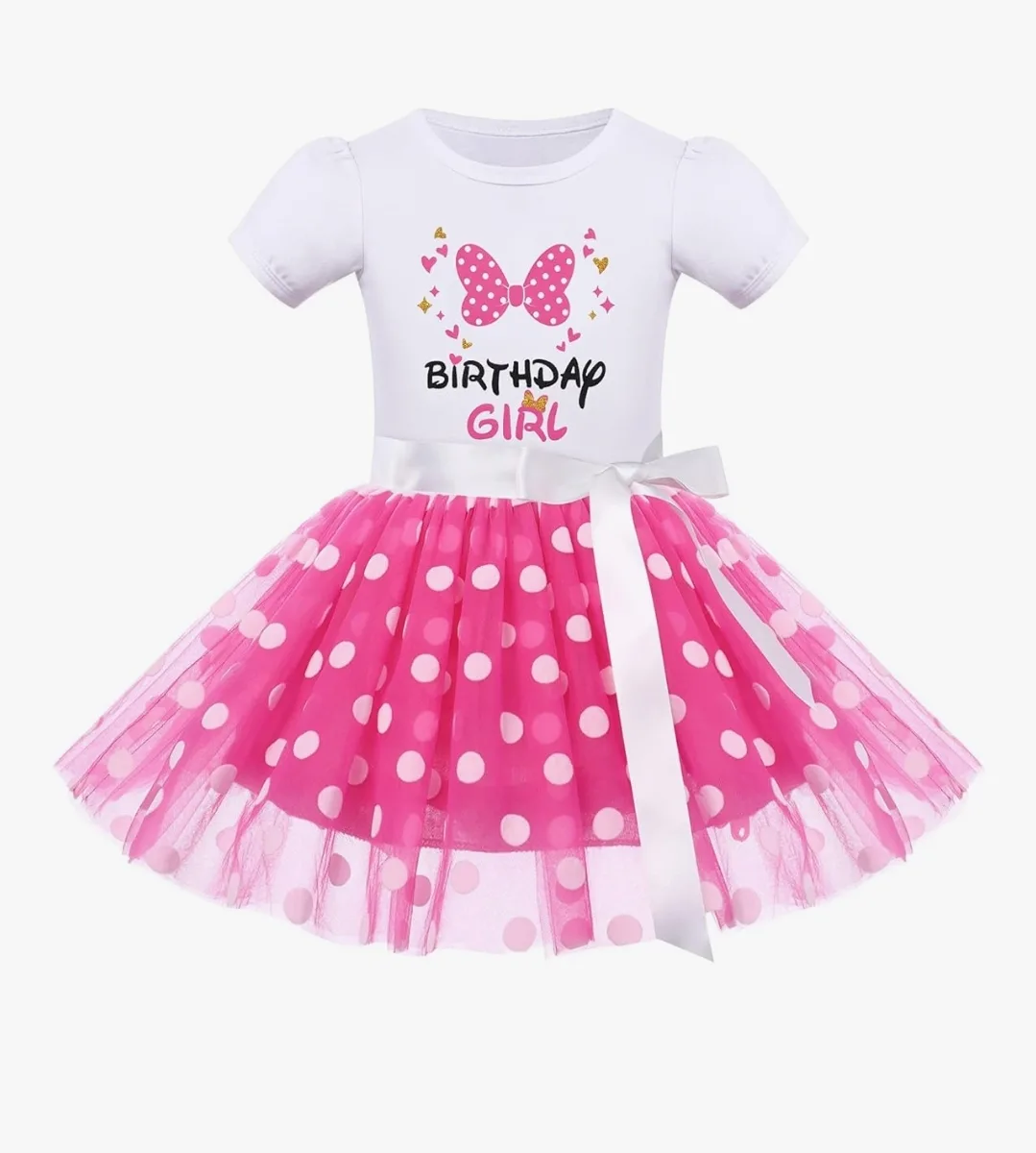 Birthday Girl Tutu Dress - Pink & White thumbnail