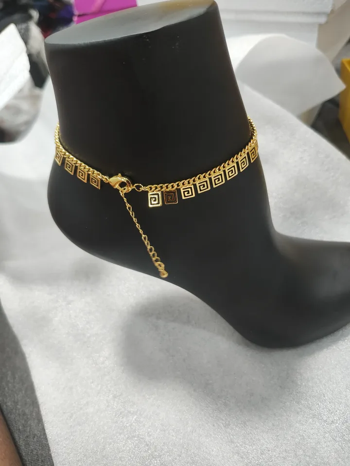 Gold Tone Anklet with Greek Key Design image indicator(5)