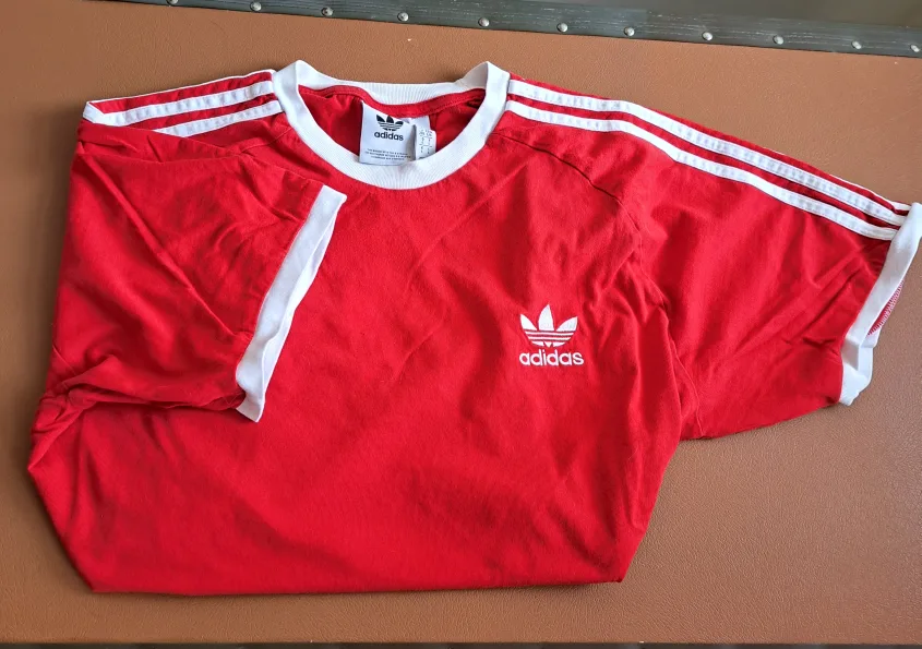 Adidas Red Ringer T-Shirt Size L thumbnail