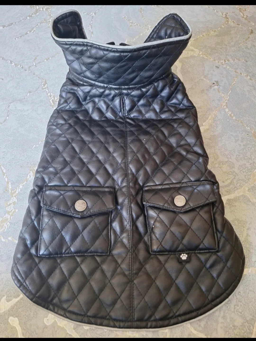 Lot of 3 Dog Rain Coat, Black Puffer Coat & Harness with Leash image indicator(5)