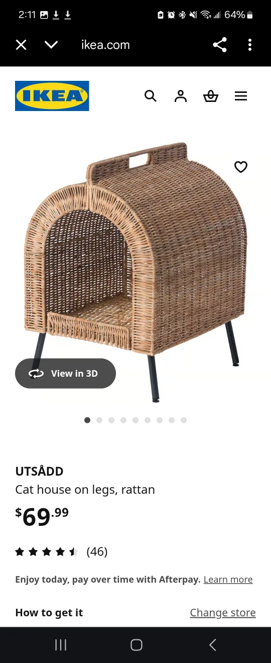 IKEA UTSÅDD Cat House on Legs, Rattan image indicator(5)