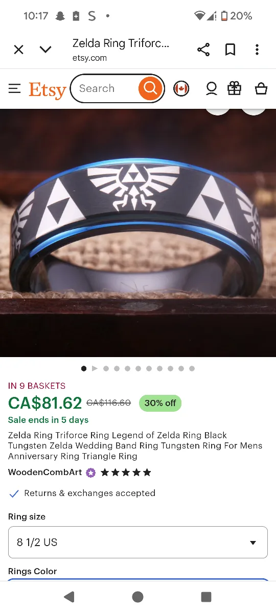 Zelda Triforce Ring Size 8.5 image indicator(5)