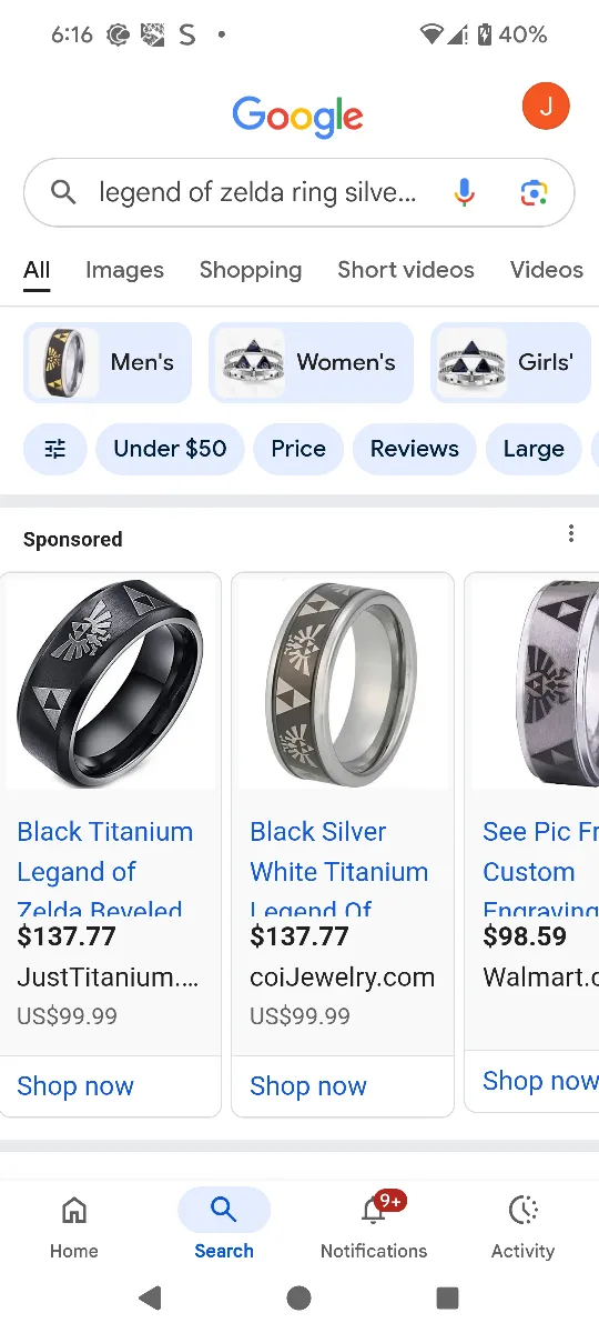 Zelda Triforce Ring Size 8.5 image indicator(6)