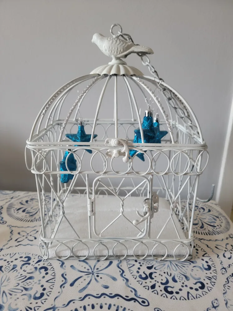 Decorative Bird Cage - White Metal thumbnail