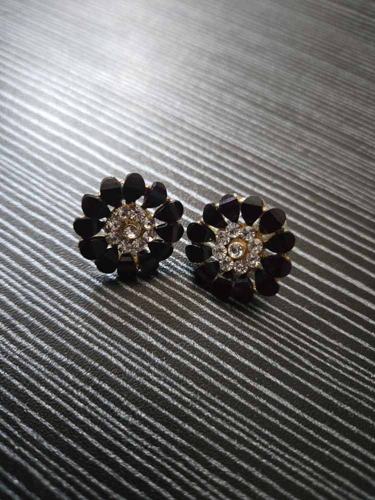 Black Flower Stud Earrings