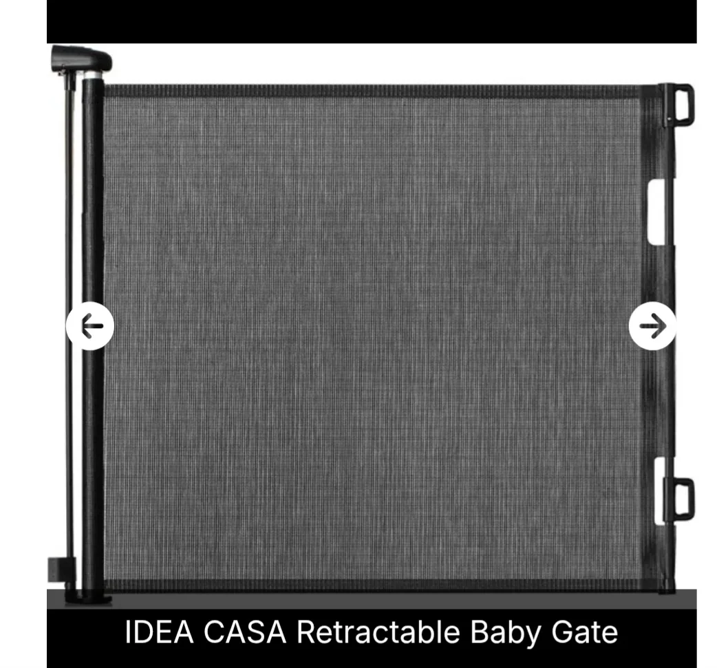 New IDEA CASA Black Retractable Mesh Baby Gate – 33 x 71 inch thumbnail