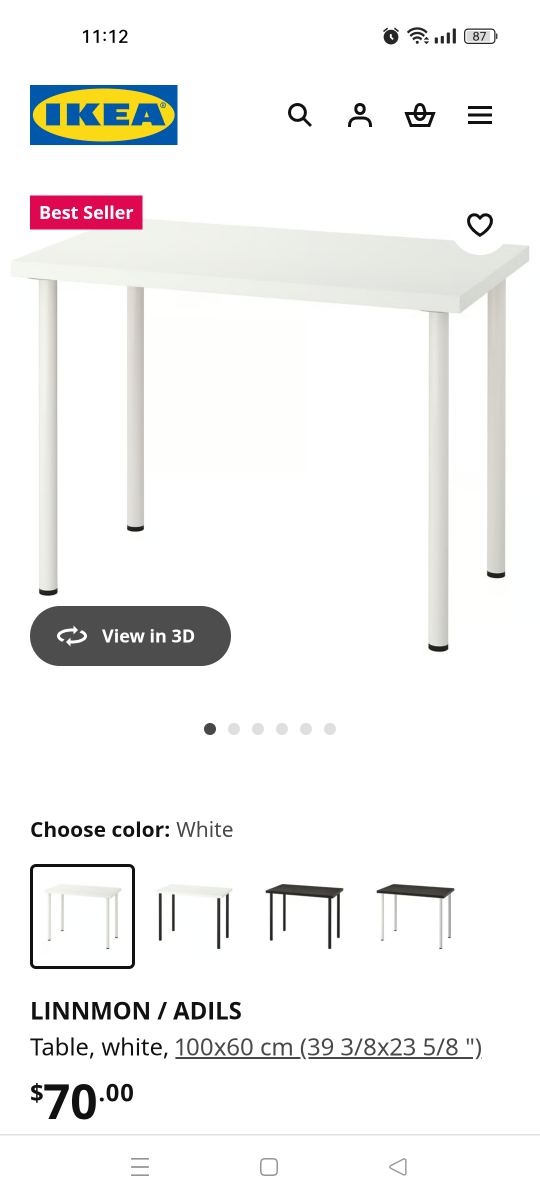 IKEA LINNMON / ADILS White Table 100x60cm - photo 5