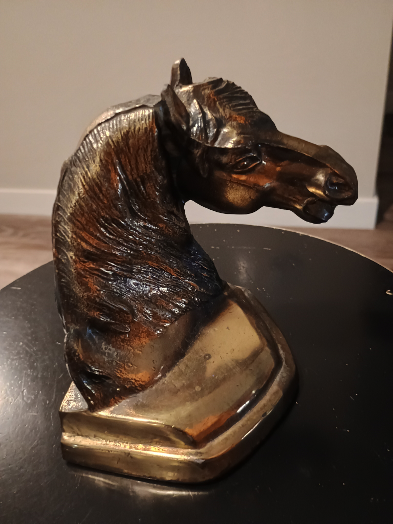 Vintage Brass Plated Horse Head Bookend - photo 4