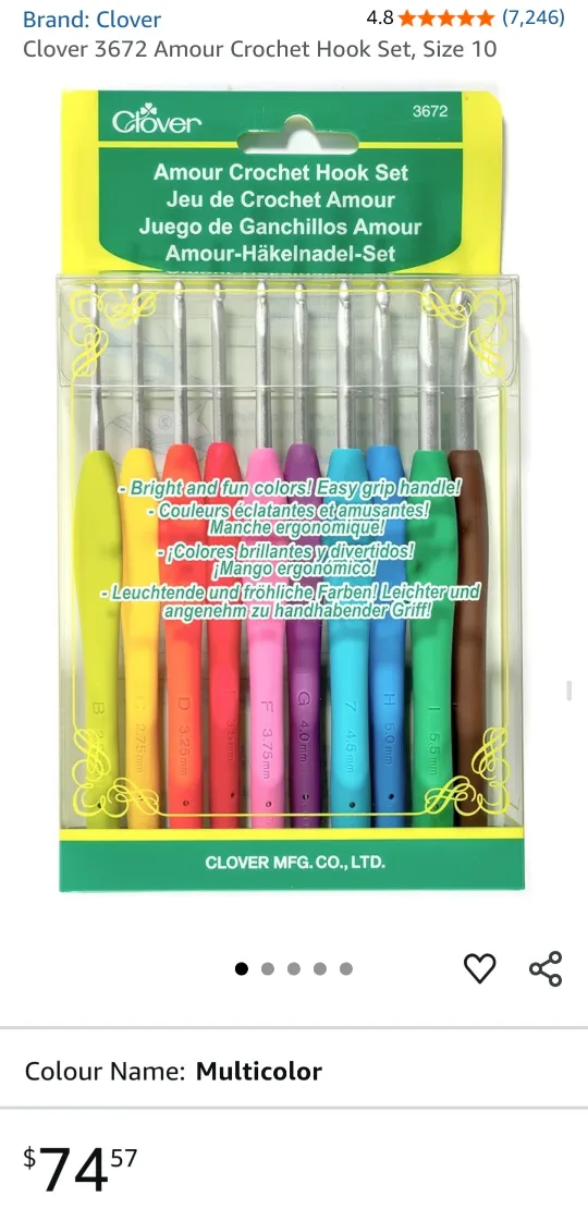 Clover 3672 Amour Crochet Hook Set, Size 10 thumbnail