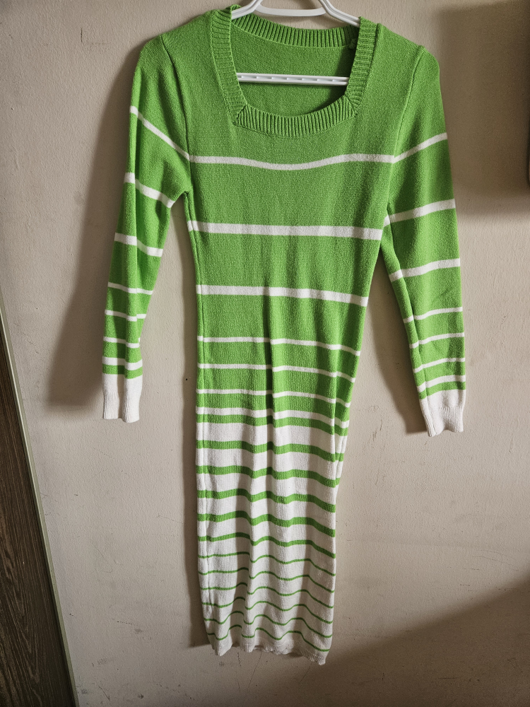 Green & White Striped Knit Dress - photo 2