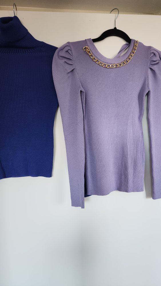 Esther II Lilac Puff Sleeve Knit Top - Size EU