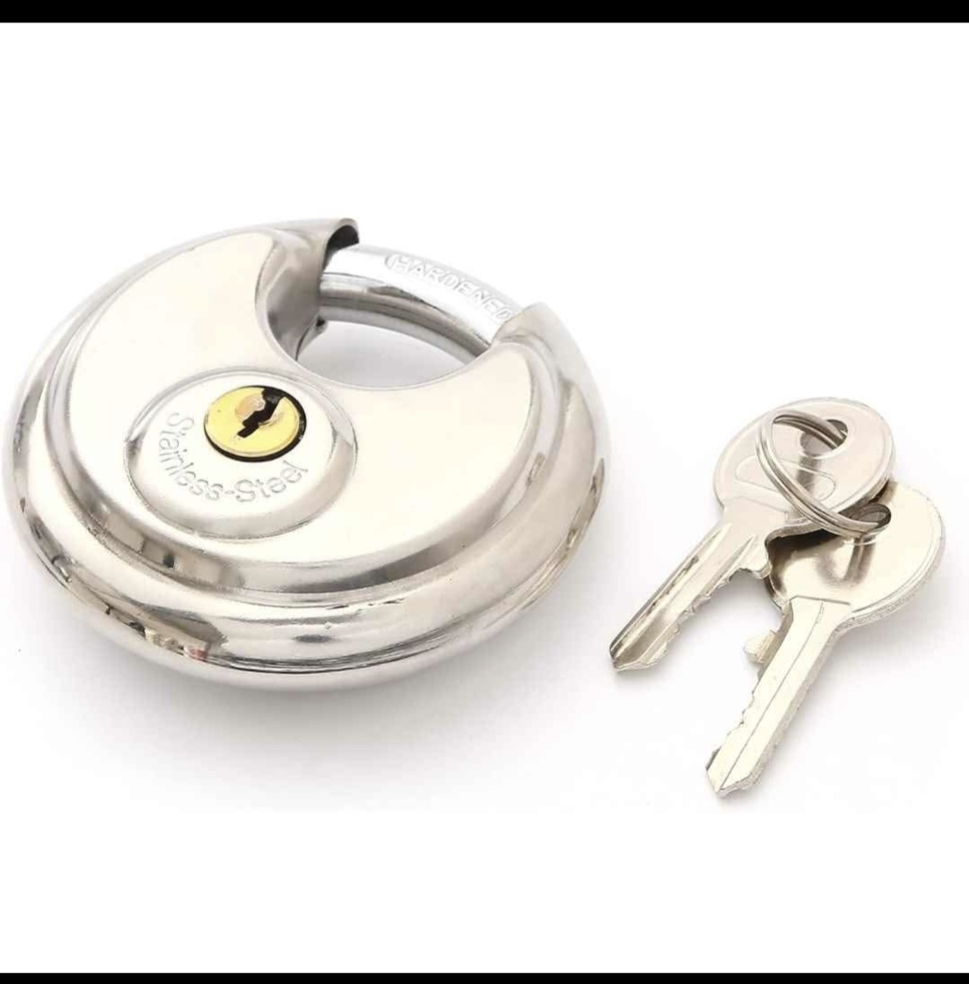 12 Stainless Steel Disc Padlock with Keys - photo 3