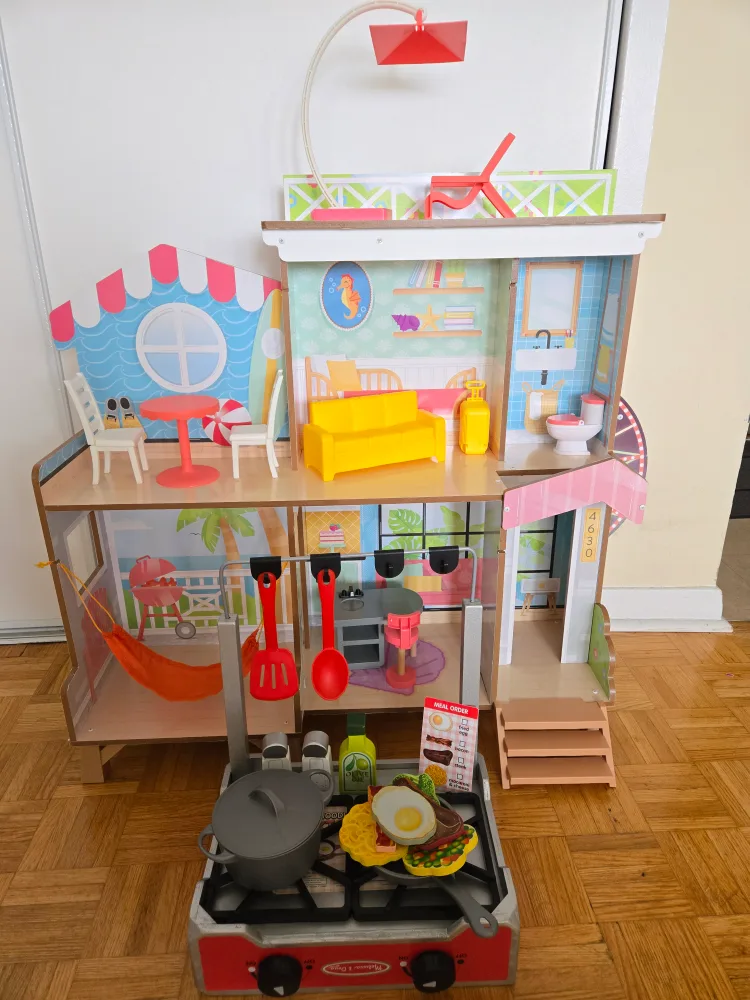 kidkraft doll house and melissa &doug cooking tools thumbnail