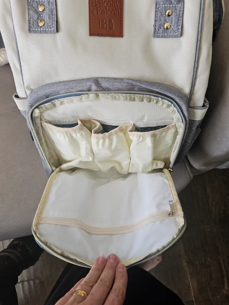 Balcony & Falcon Diaper Bag Backpack - Grey/White image indicator(7)
