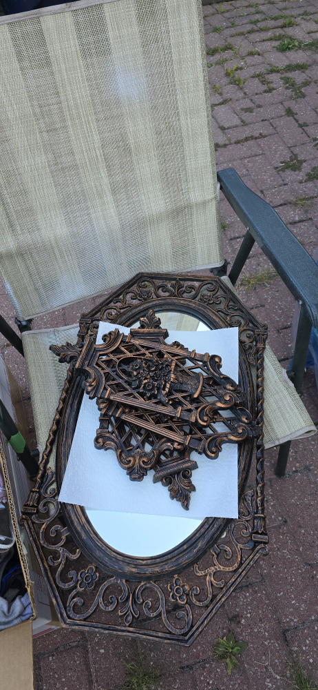 Vintage Ornate Bronze Mirror