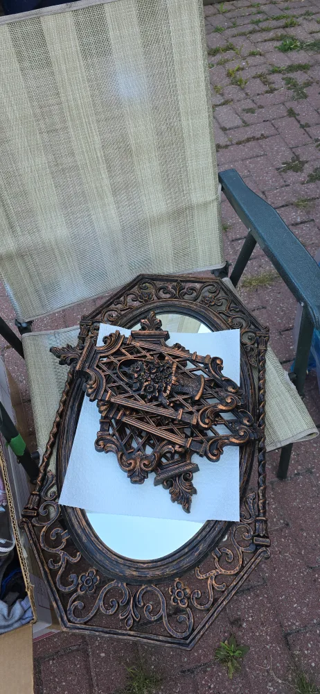 Vintage Ornate Bronze Mirror thumbnail