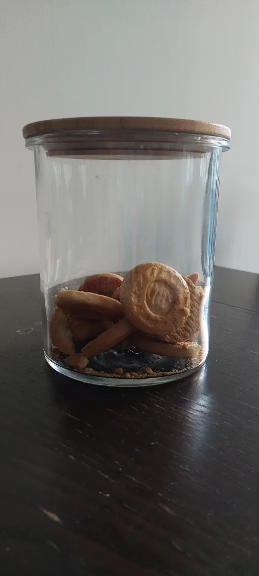 Glass Jar with Wooden Lid for cookies candies... thumbnail