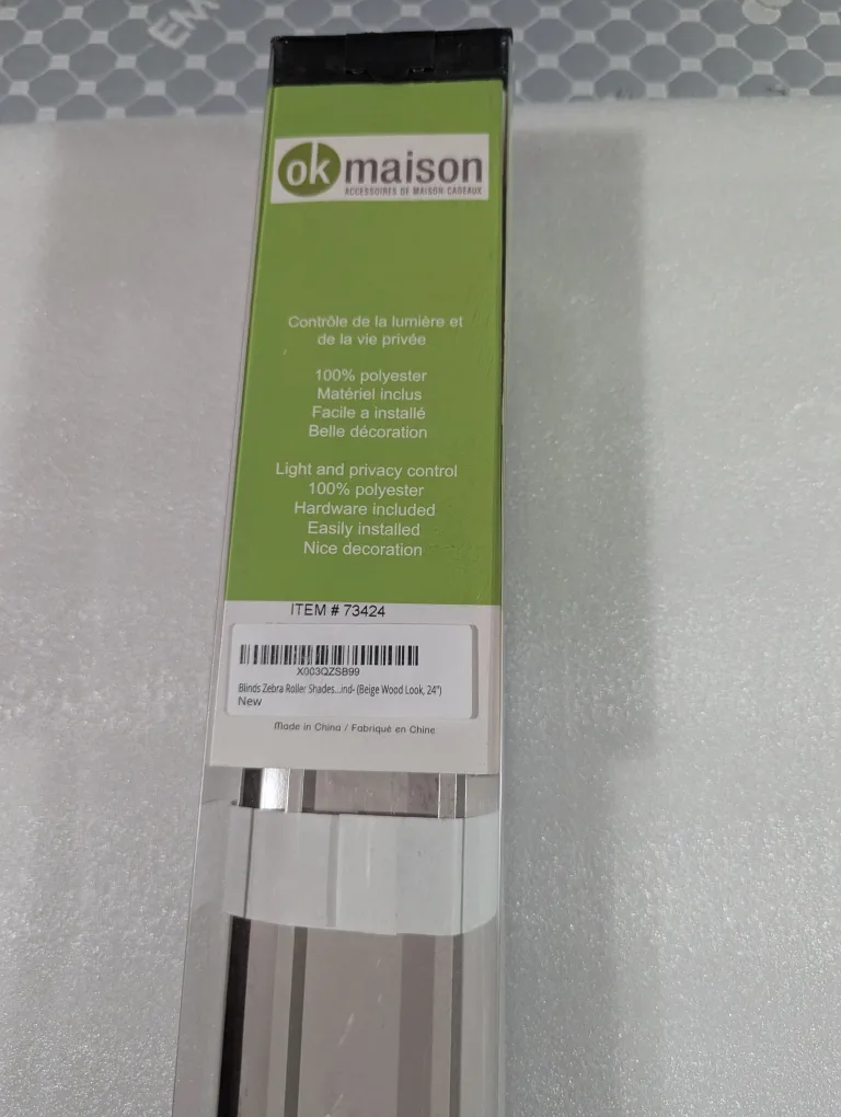 New OK Maison Zebra Roller Shades (Beige Wood Look, 24") thumbnail