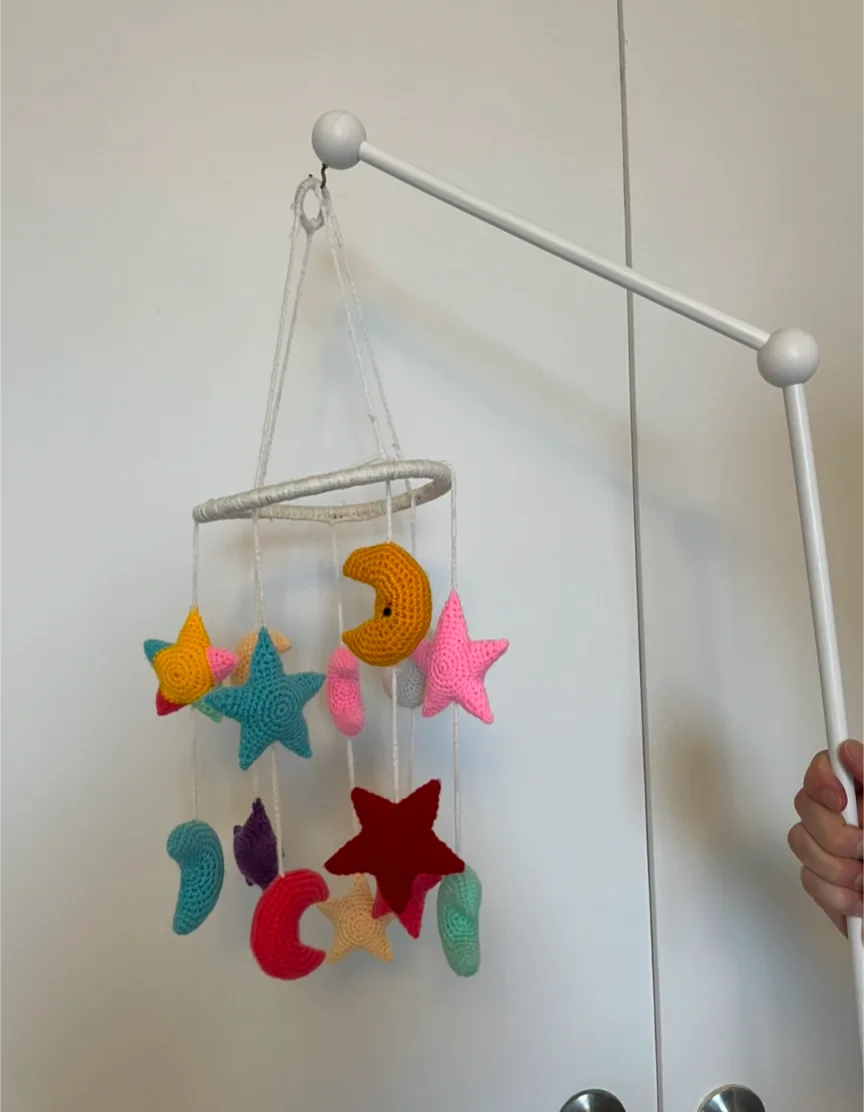 Crocheted Star and Moon Baby Mobile thumbnail