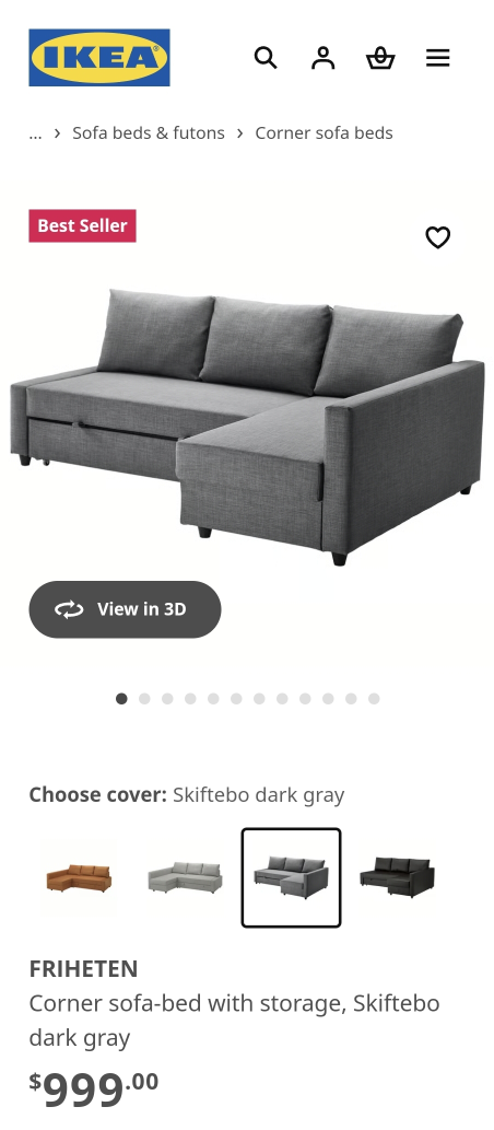 Sofa Bed - Dark Grey - IKEA Friheten