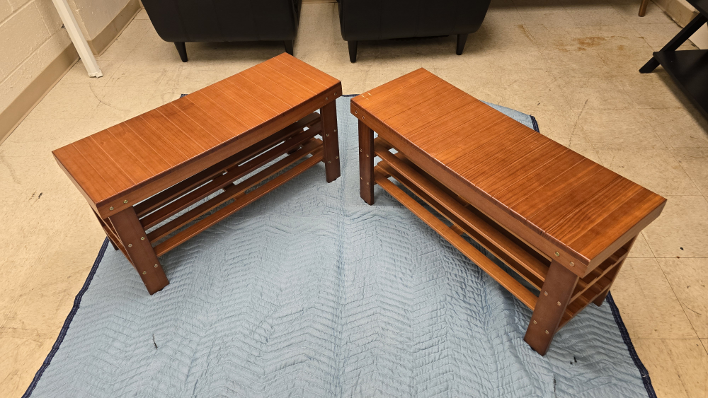 Wooden Entryway Bench - Set of 2