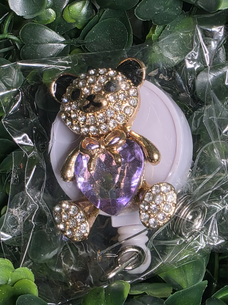 Cute Teddy Bear Badge Reel - New!