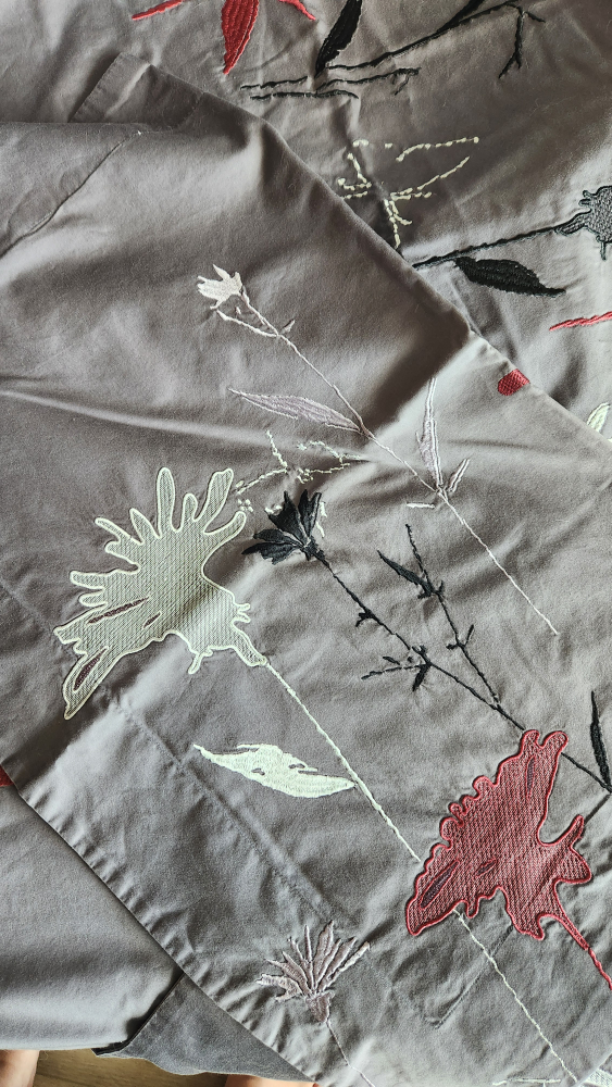 Floral Cotton Duvet Cover with 2 pillowcases grey - photo 3