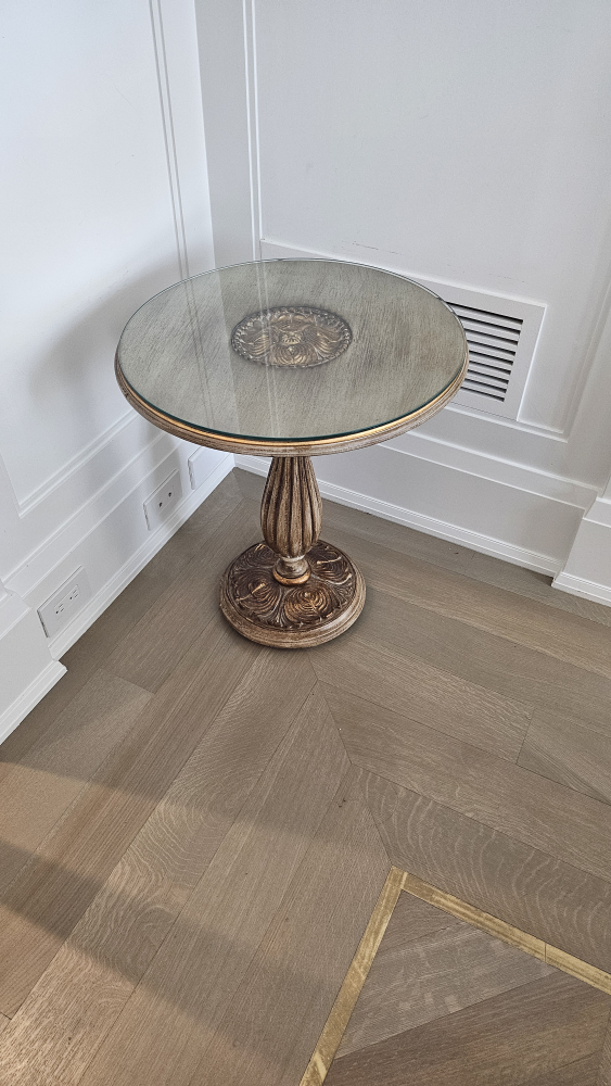 Ornate Accent Table with Glass Top - photo 2