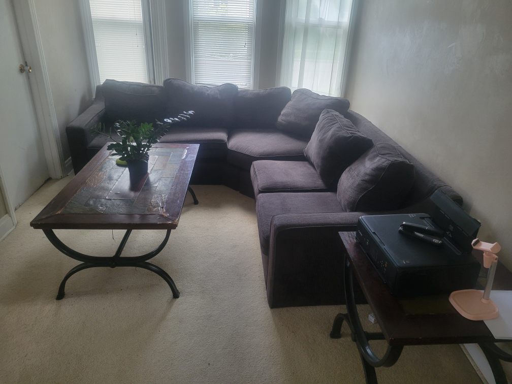Brown Sectional Sofa & Coffee Table Set