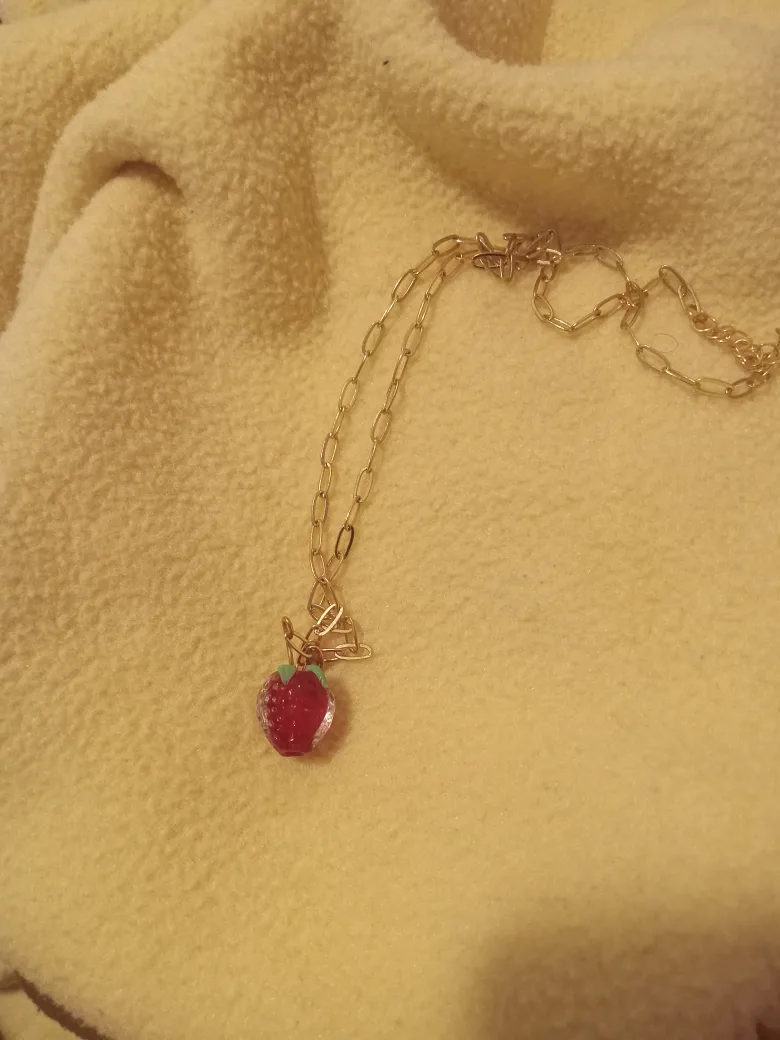 🍓 strawberry glass necklace jewelry thumbnail